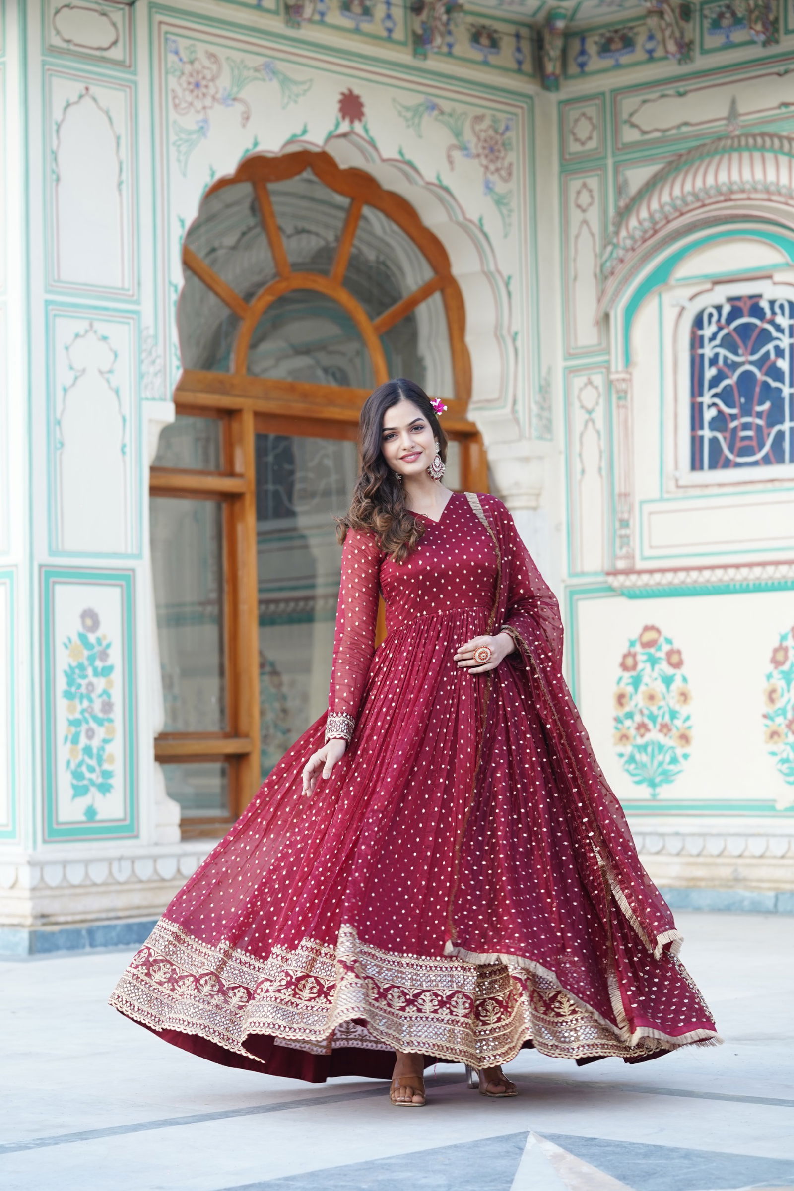 KA 1088 Heavy Embroidery Wedding Wear Gown With Dupatta Wholesale Price In Surat